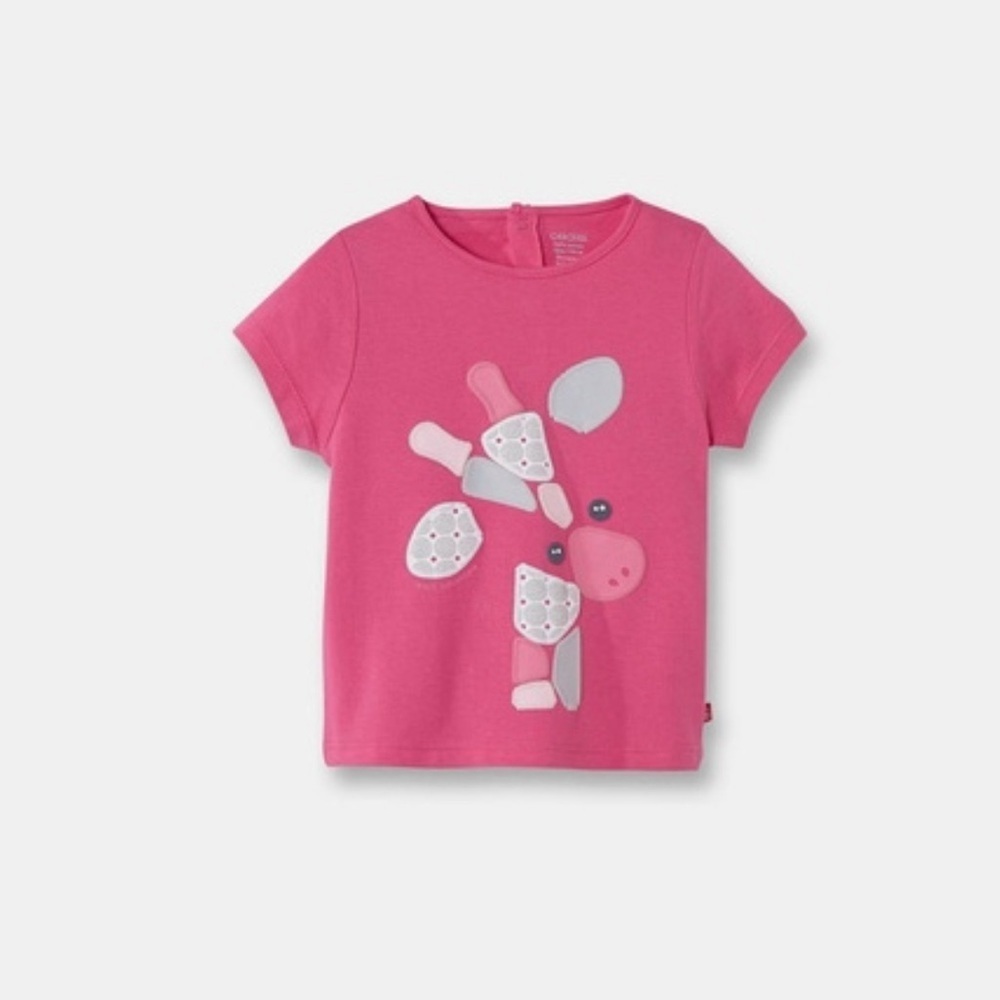 Obakki| Toddler/Kids Pink Short Sleeve T-Shirt with Turtle Design- Size 12 month